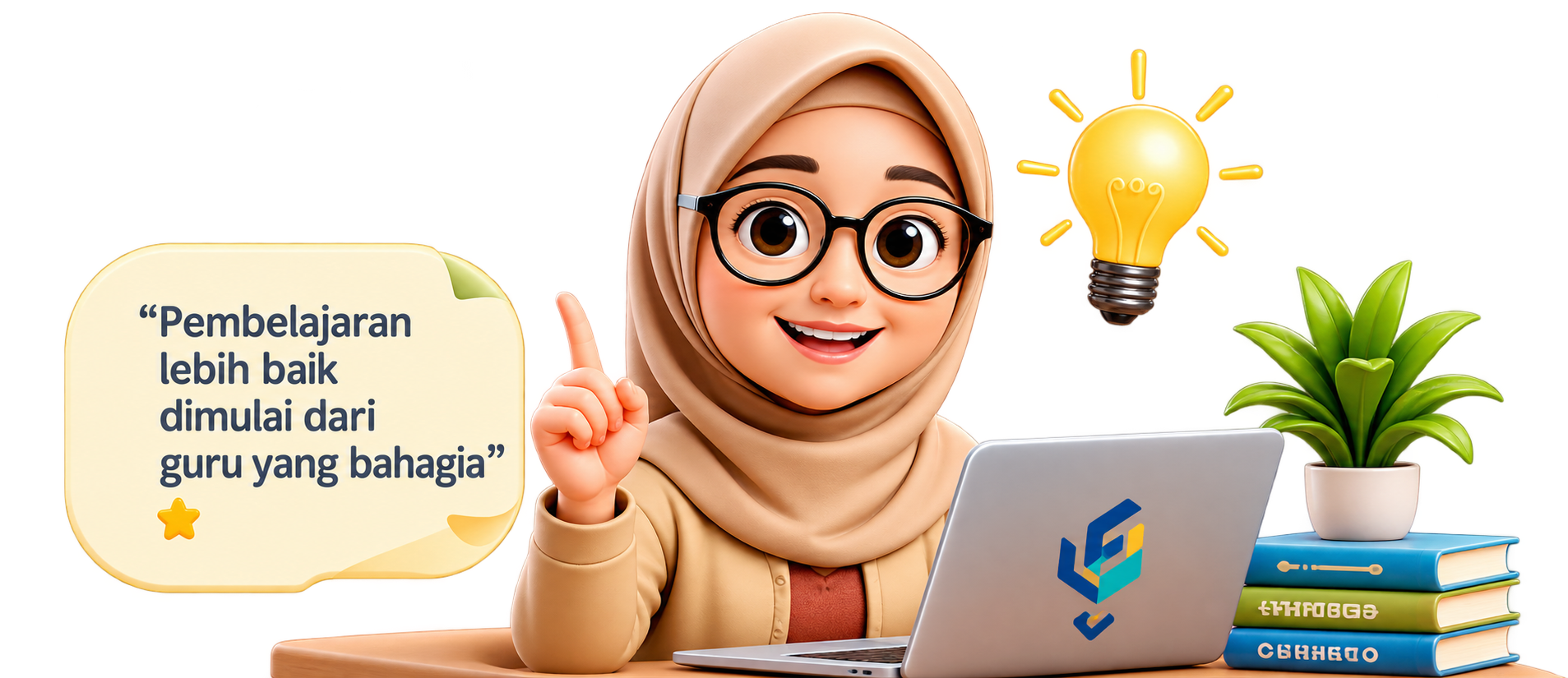 Ilustrasi guru EduNata di bagian penutup